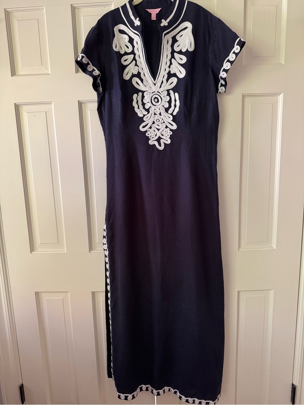 Lilly Pulitzer Navy Maxi Dress with White Soutache Embroidery